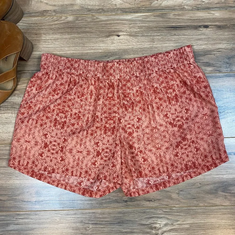 PrAna Pattern Pull on‎ Shorts Women's XL Color Coral